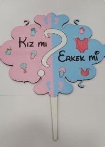 Renkli Cinsiyet Belirleme Ahsap Pasta Üzeri Çubuk Süs