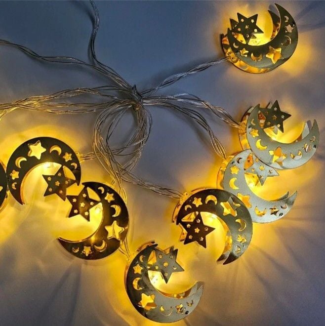 2 Mt Ay Yıldız Ramazan Temalı Pilli Gün Işığı Led Işık