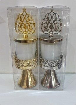 1 Paket Küçük Bardak Mumluk Ayaklık ve Tepelikli