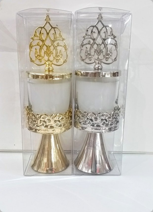 1 Paket Küçük Bardak Mumluk Ayaklık ve Tepelikli