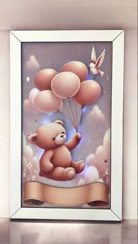 Çerçeveli ışıklı Kahve Dekorlu Ayıcıklı Kapı süsü