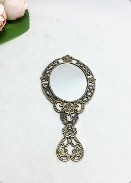 20 li Kalp işlemeli Metal Oval El Kına Aynası