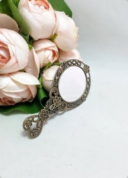 20 li Kalp işlemeli Metal Oval El Kına Aynası