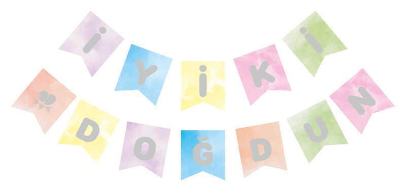 İYİKİ DOĞDUN MAKARON FLAMA RENGARENK GÜMÜŞ