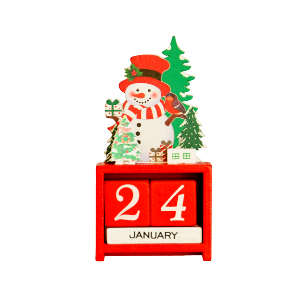 Yılbaşı Masa Dekoru Ahşap Kardan Adam Takvimi