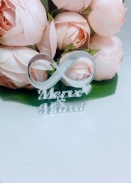 İsim yazılı Sonsuzluk İşareti Pleksi Ayna Nişan, Nikah Şekeri