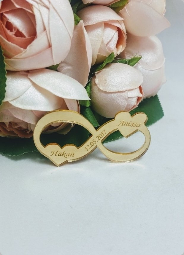 Kalpli Sonsuzluk İşareti Pleksi Ayna Nişan, Nikah Şekeri