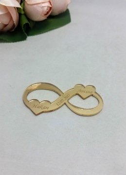 Kalpli Sonsuzluk İşareti Pleksi Ayna Nişan, Nikah Şekeri