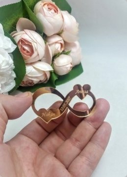 Kalpli Sonsuzluk İşareti Pleksi Ayna Nişan, Nikah Şekeri