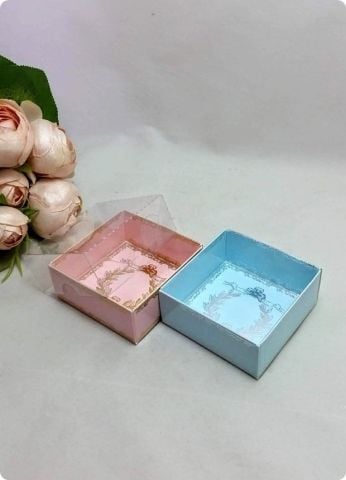 50 li 8x8x3 cm Altı Baskılı Karton Asetat Kapaklı Bebek Kutu