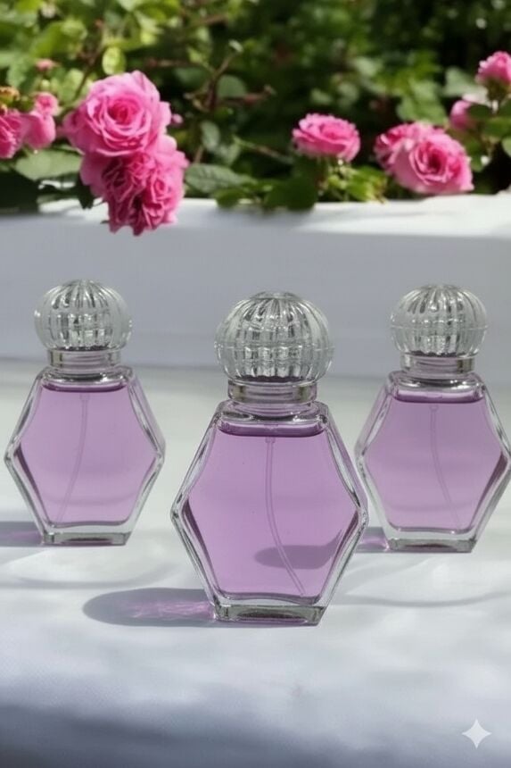 Pvc Altıgen 50 cc Kristal kapaklı Şişe