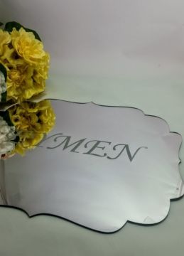 İsme özel Süslenmemiş Pleksi Ayna kapı süsü (lazer kesim)