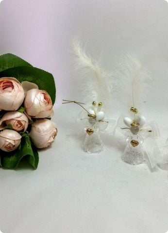 Süslü Tüylü Cam Melek Nişan Nikah şekeri