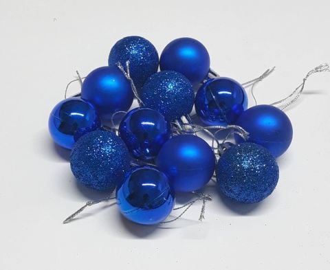 12 Lİ 3 CM Boru Cici Top Yılbaşı ağaç süsü