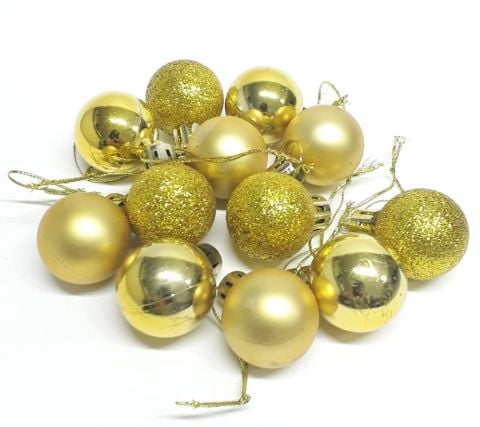 12 Lİ 3 CM Boru Cici Top Yılbaşı ağaç süsü