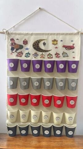 Kumaş üzerine renkli ramazan hediye takvimi