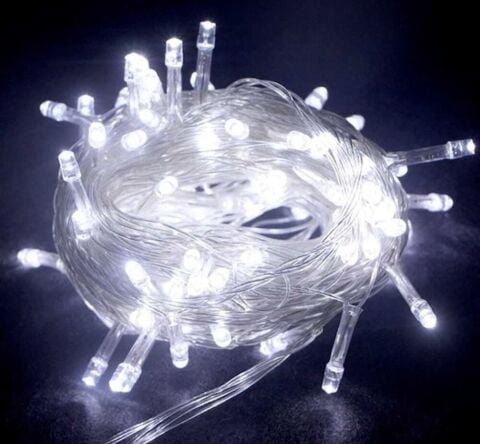 10m 100 Led Boncuk Lamba Beyaz Işık Şeffaf Kablo MZ-18-11