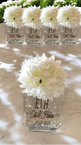 20 Li Cam şişede simli kolonyalı Hediyelik