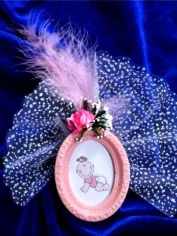 10 Lu Polyester Oval İşlemeli Çerçeve BEYAZ