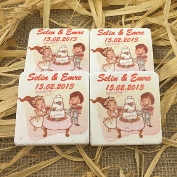 Doğal Taş Baskı Magnet Söz,Nişan,Kına,Nikah Kınahediyelik