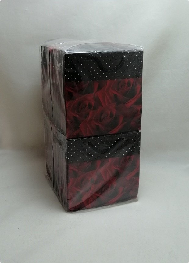 50 Li Güllü Karton Çanta 11x11 Cm