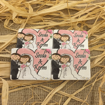 Doğal Taş Baskı Magnet Söz,Nişan,Kına,Nikah Kınahediyelik