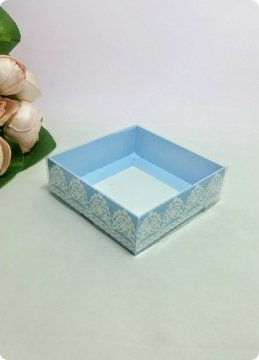 50 li 9x9x3 cm Altı Karton (Dantel Desenli) DEmonte Asetat Kapaklı Kutu
