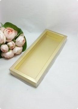 10x28 cm Altı Karton, Üstü Asetat/Şeffaf Kapaklı Diktörtgen Kutu 15 Li