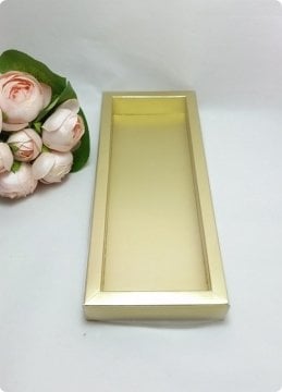 10x28 cm Altı Karton, Üstü Asetat/Şeffaf Kapaklı Diktörtgen Kutu 15 Li