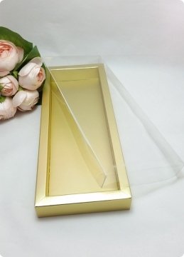 10x28 cm Altı Karton, Üstü Asetat/Şeffaf Kapaklı Diktörtgen Kutu 15 Li