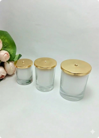 10 lu Metal Delikli Kapaklı Mumlu Cam Bardak