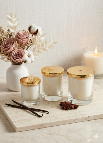 10 lu Metal Delikli Kapaklı Mumlu Cam Bardak