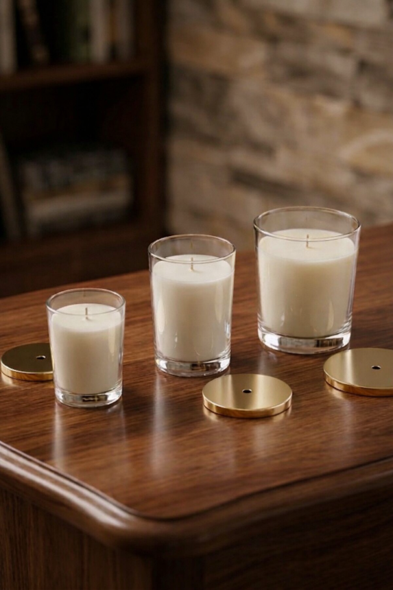 10 lu Metal Delikli Kapaklı Mumlu Cam Bardak