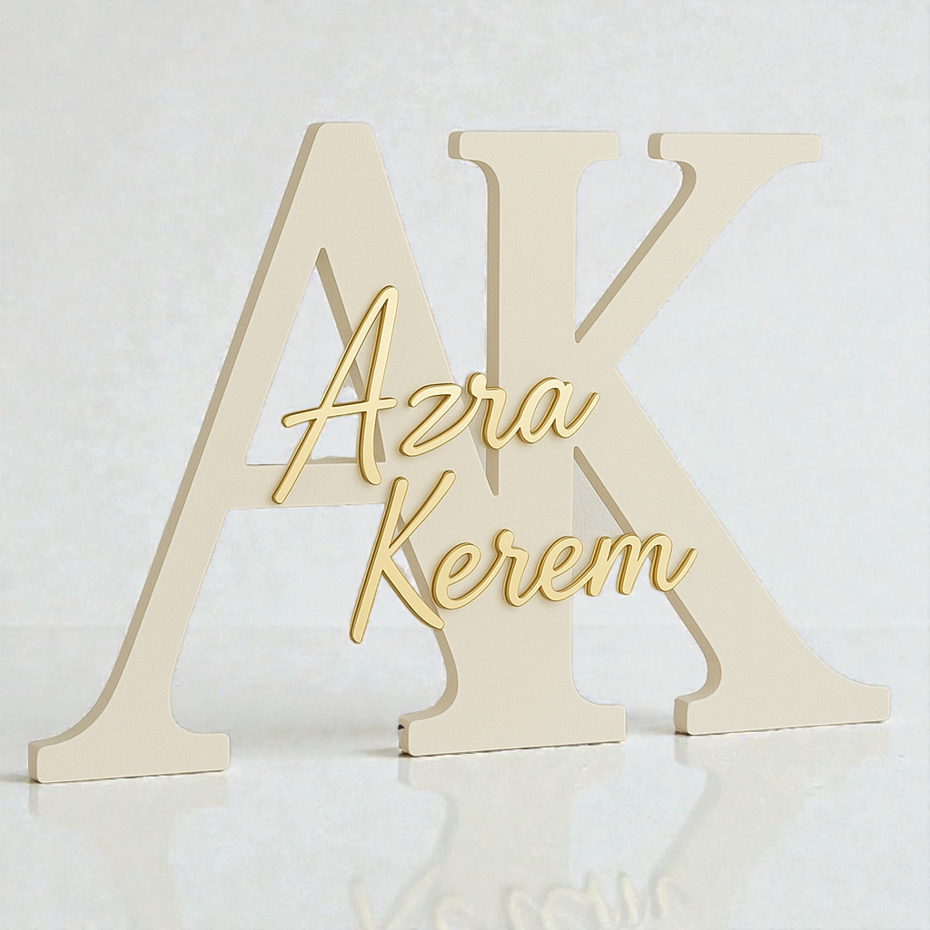 6mm İsme özel ÇİFT İSİMLİ harf kapı süsü