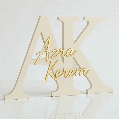 6mm İsme özel ÇİFT İSİMLİ harf kapı süsü