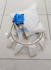 Aile kapı süsü,sepet,takı yastığı,anı defteri (4 lü set Şantuk kumaşlı)