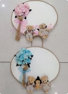 Aile kapı süsü,sepet,takı yastığı,anı defteri (4 lü set Şantuk kumaşlı)