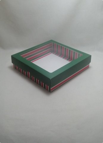 20x20x5 cm Çizgili Asetat Pencereli Hediyelik Karton Kutu