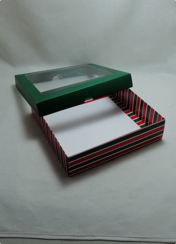 20x20x5 cm Çizgili Asetat Pencereli Hediyelik Karton Kutu