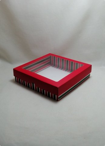 20x20x5 cm Çizgili Asetat Pencereli Hediyelik Karton Kutu