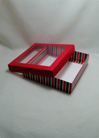 20x20x5 cm Çizgili Asetat Pencereli Hediyelik Karton Kutu