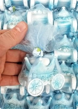 50 li Süslü Polyester Taç Araba Bebek Şekeri