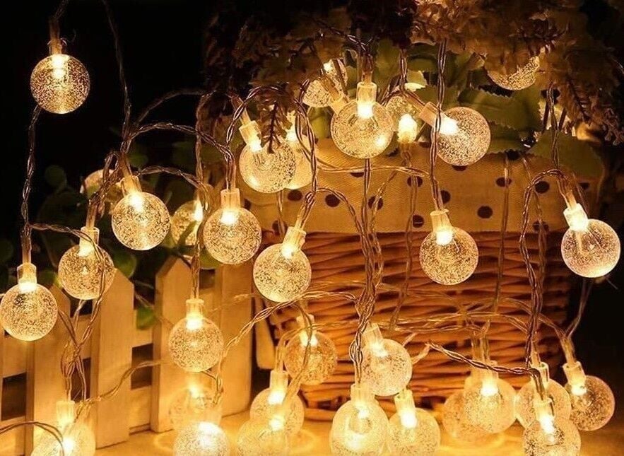 5m 28 Led Kristal Top Gün Işığı Şeffaf Kablo Fişli Eklemeli MZ-18-14