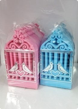 25 li Magnetlik PVC Kuş Kafesi (Söz, Nişan, Nikah, Şekeri)