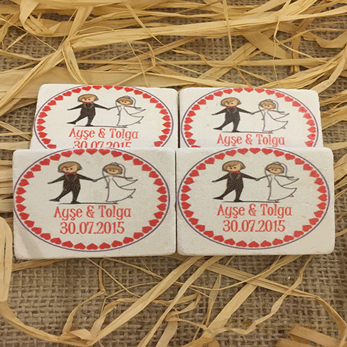 Doğal Taş Baskı Magnet Söz,Nişan,Kına,Nikah Kınahediyelik