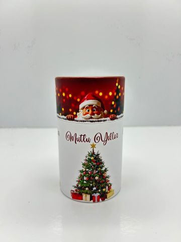 13x7 Cm Noel Baba Beyaz Silindir Kutu