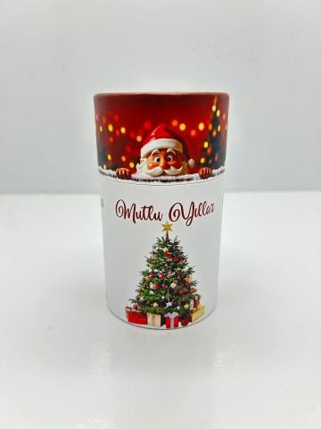 13x7 Cm Noel Baba Beyaz Silindir Kutu