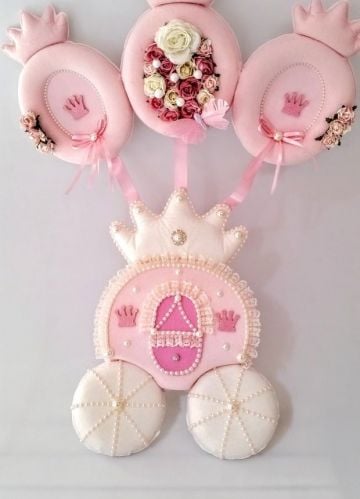 Bebek odası kapı süsü ; Balkabağı Araba Mavi - 12 Adet / Paket