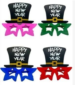 Şapkalı Yıldızlı Happy New Year Gözlük