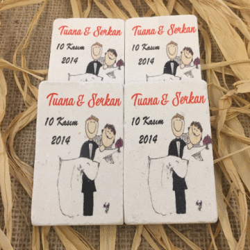Doğal Taş Baskı Magnet Söz,Nişan,Kına,Nikah Kınahediyelik